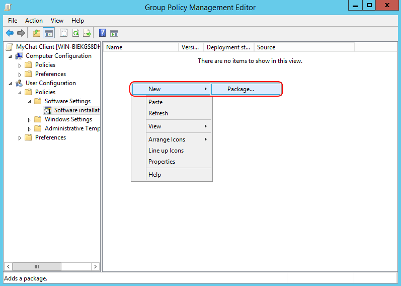 MyChat Group Policy setup package creation