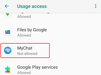 Usage history access in MyChat for Android