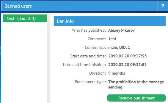 banned users in MyChat