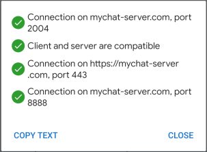 MyChat for Android connection result
