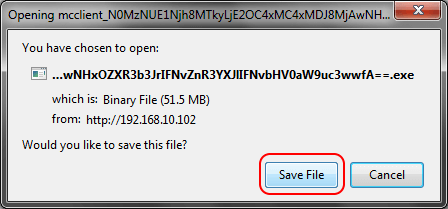 Download the configured MyChat Client installer from your corporate MyChat Server in a browser