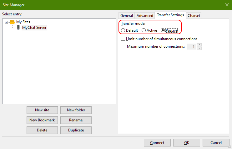 FileZilla passive mode