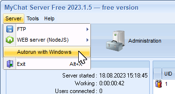 Disable MyChat Server autostart