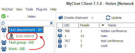 Move a user to another department in MyChat Client