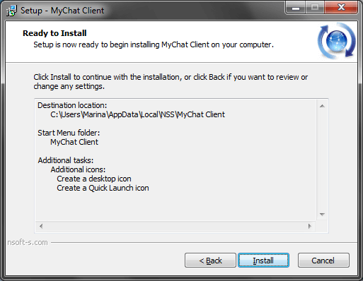 Last step before copying MyChat Client installer files