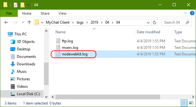 MyChat Client for Windows logs location
