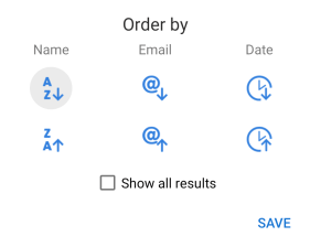 Sorting search results in MyChat forAndroid