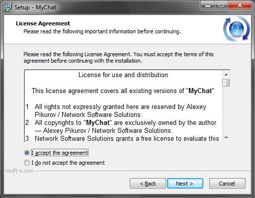 License agreement of MyChat corporate messenger