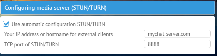Automatic configuration STUN/TURN in MyChat