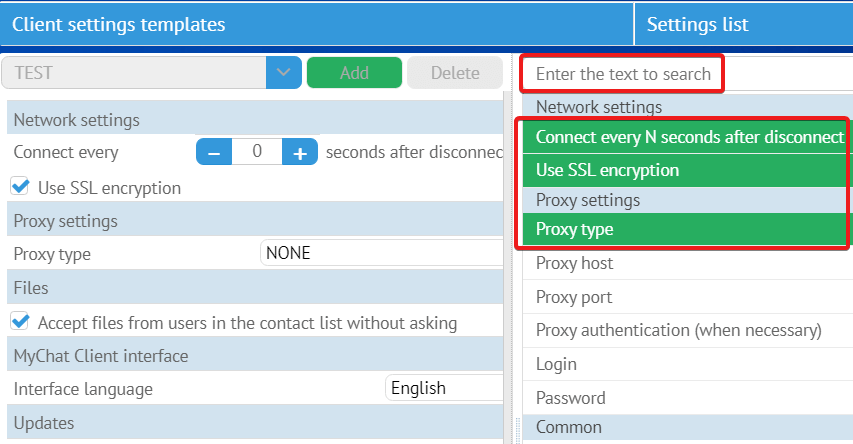 Setting template contents in MyChat