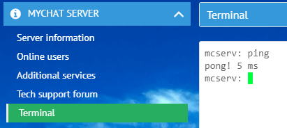 MyChat Terminal for console commands